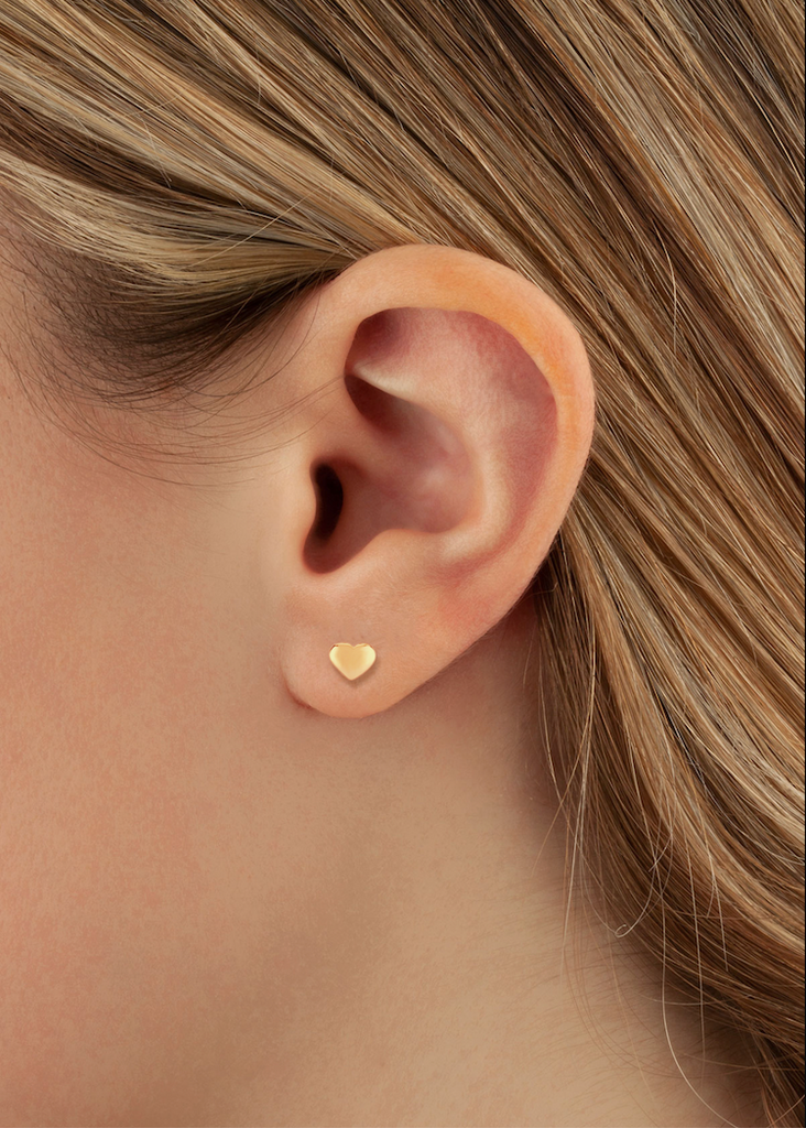 Carla Corp | 14K Gold 8mm Flat Heart Stud Earrings