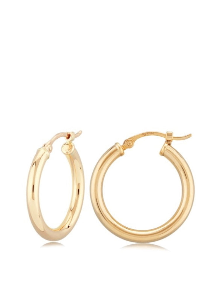 Carla Corp | 14k Gold 2.5x20mm S/D Hoop Earrings