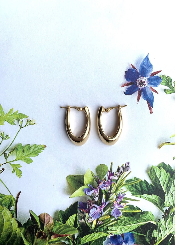 Carla Corp | 14k Gold Small Oval Visor Earrings