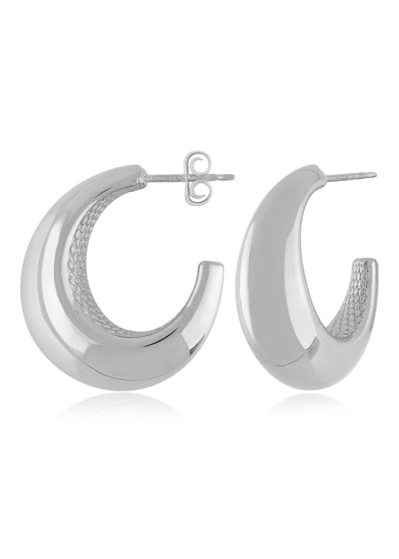 Carla Corp | Sterling Silver Medium Tapered Knife Edge Hoop Earrings