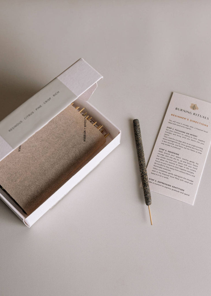 Cedar and Myrrh | Mini Black Copal Hand-Rolled Incense | 30 Sticks