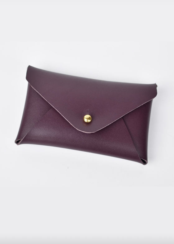 Celina Mancurti | Leather Card Holder | Cherry & Navy Inside