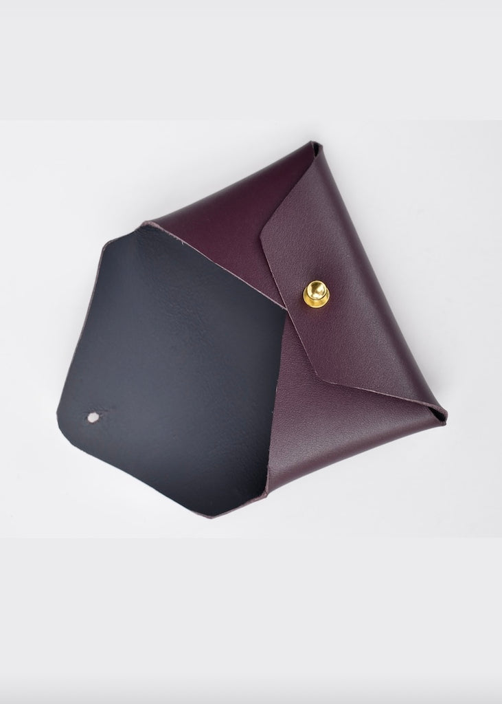 Celina Mancurti | Leather Card Holder | Cherry & Navy Inside