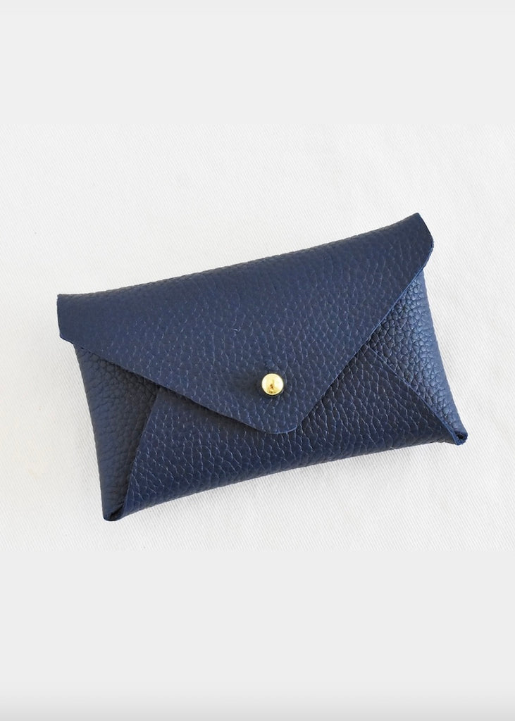 Celina Mancurti | Leather Card Holder | Navy & Black Inside