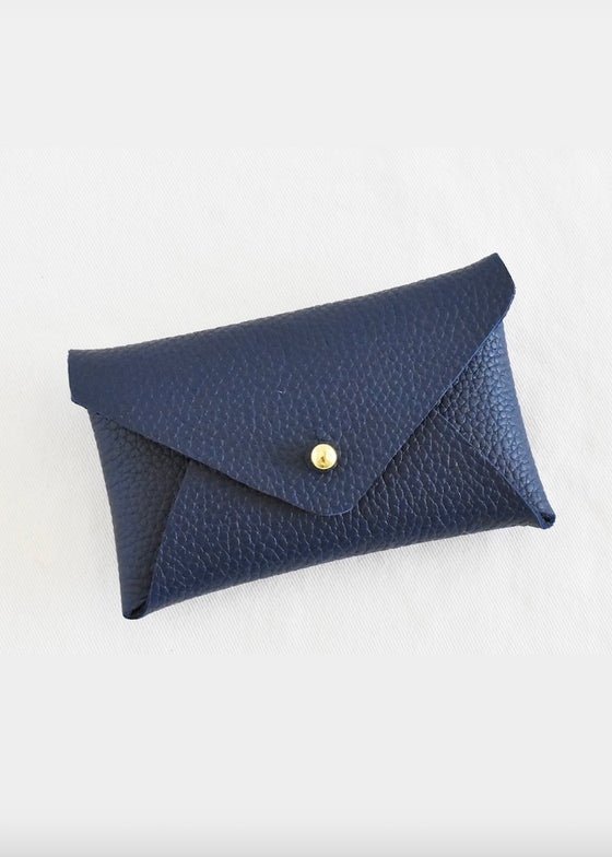 Celina Mancurti | Leather Card Holder | Navy & Black Inside