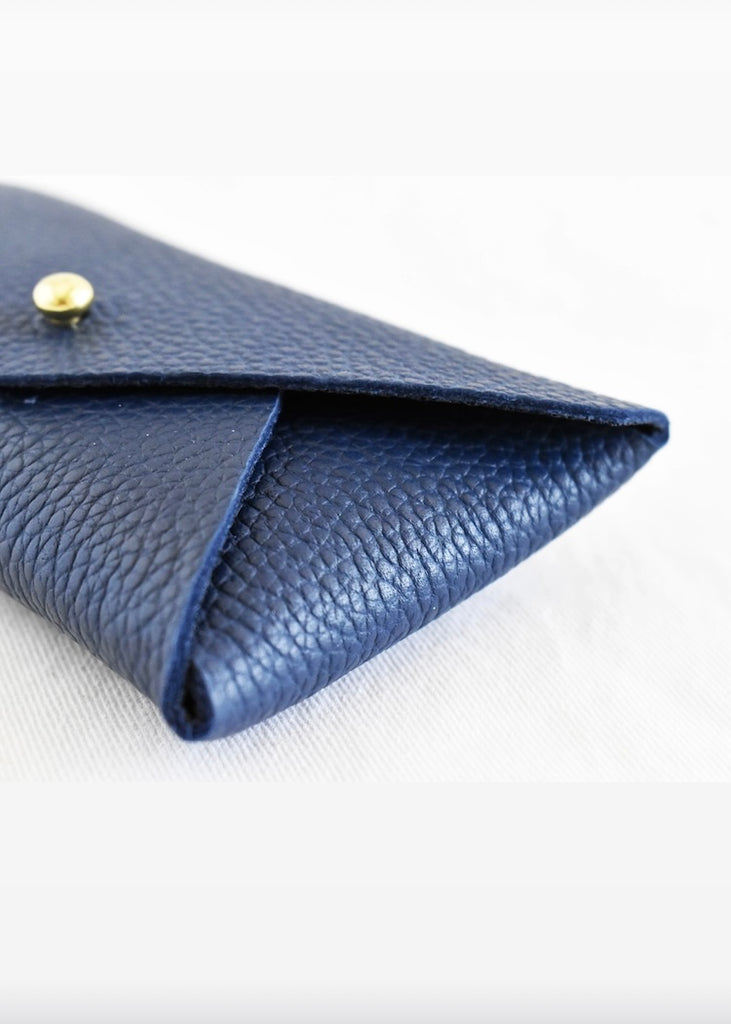 Celina Mancurti | Leather Card Holder | Navy & Black Inside