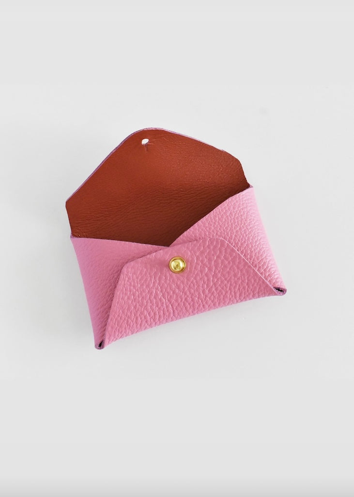 Celina Mancurti | Leather Card Holder | Pink & Red Inside