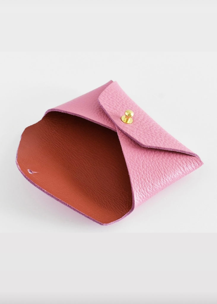 Celina Mancurti | Leather Card Holder | Pink & Red Inside