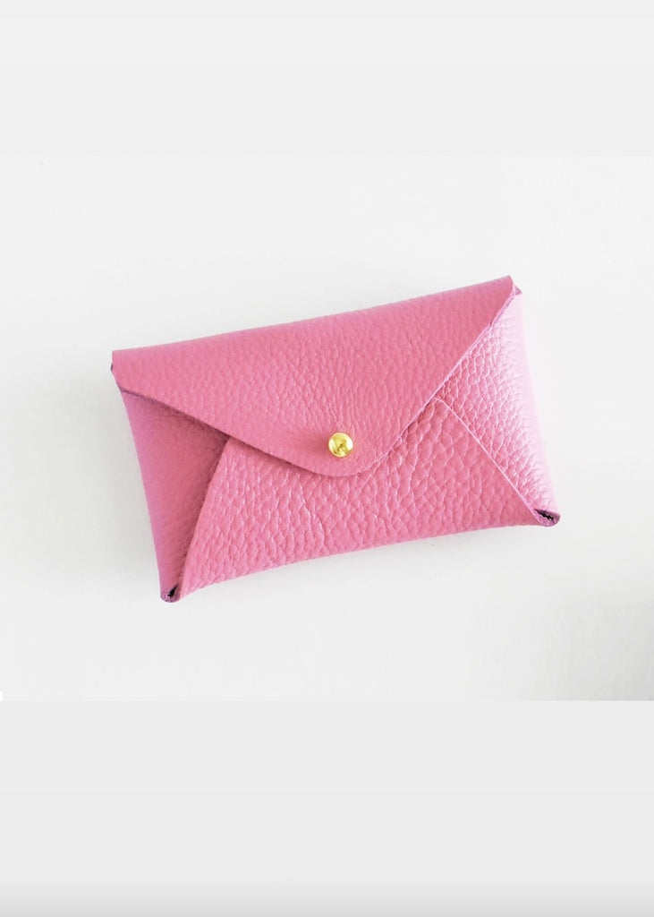 Celina Mancurti | Leather Card Holder | Pink & Red Inside