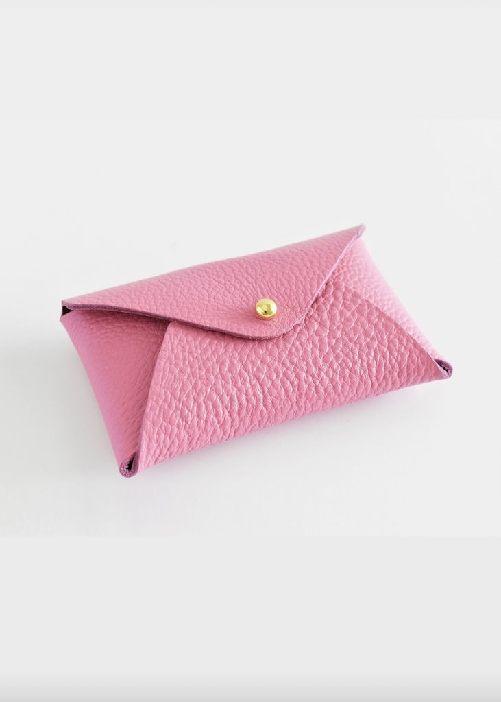 Celina Mancurti | Leather Card Holder | Pink & Red Inside