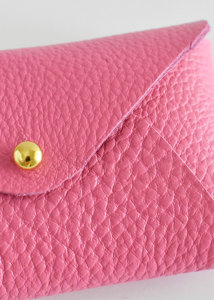 Celina Mancurti | Leather Card Holder | Pink & Red Inside