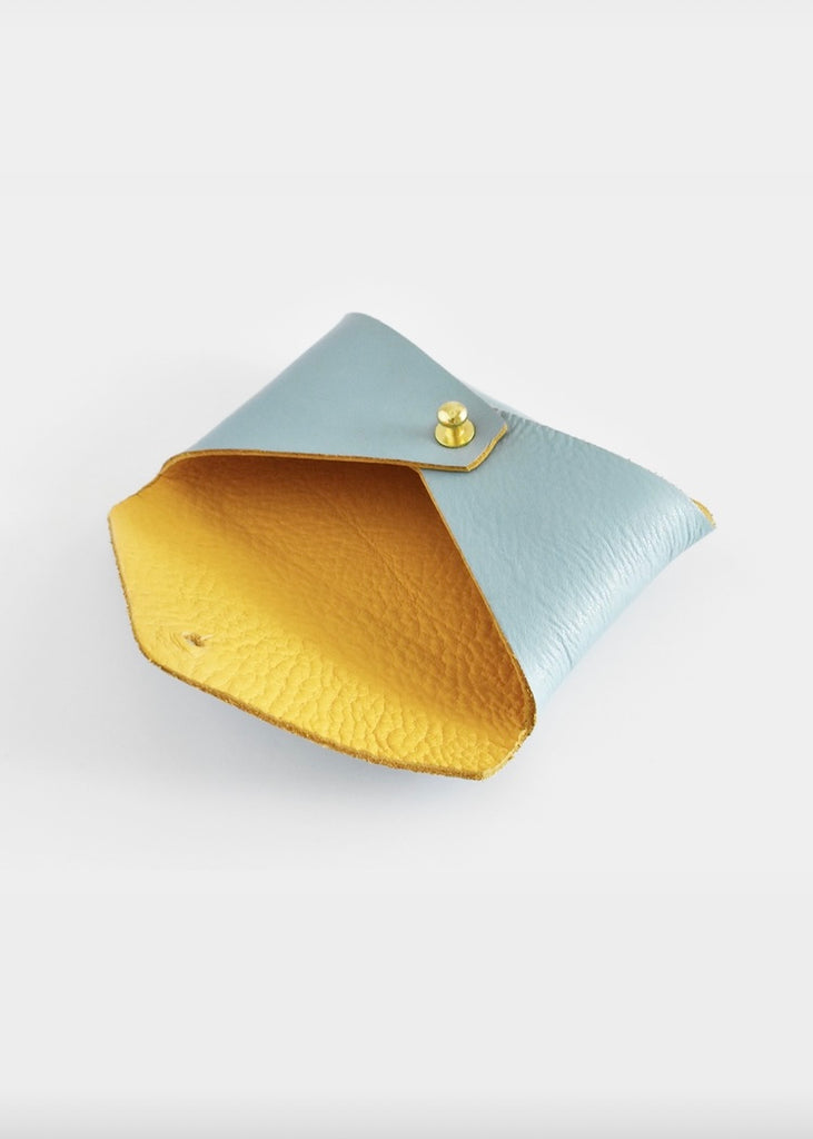 Celina Mancurti | Leather Card Holder | Turquoise & Mustard Inside