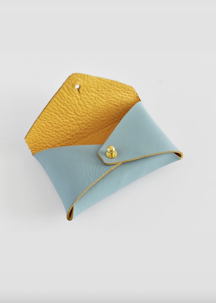 Celina Mancurti | Leather Card Holder | Turquoise & Mustard Inside