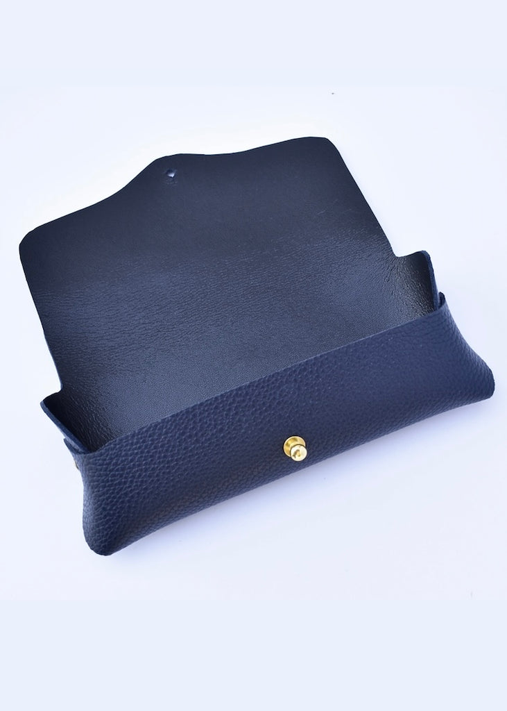 Celina Mancurti | Leather Eyeglasses Case | Navy