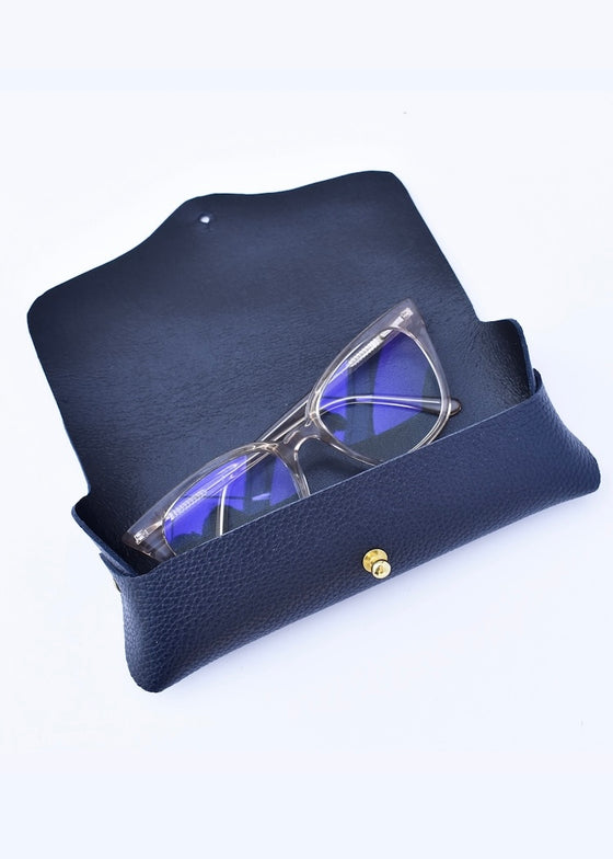 Celina Mancurti | Leather Eyeglasses Case | Navy