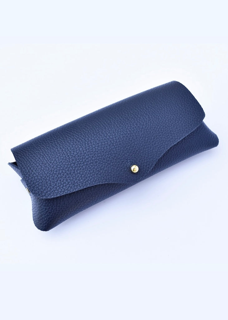Celina Mancurti | Leather Eyeglasses Case | Navy