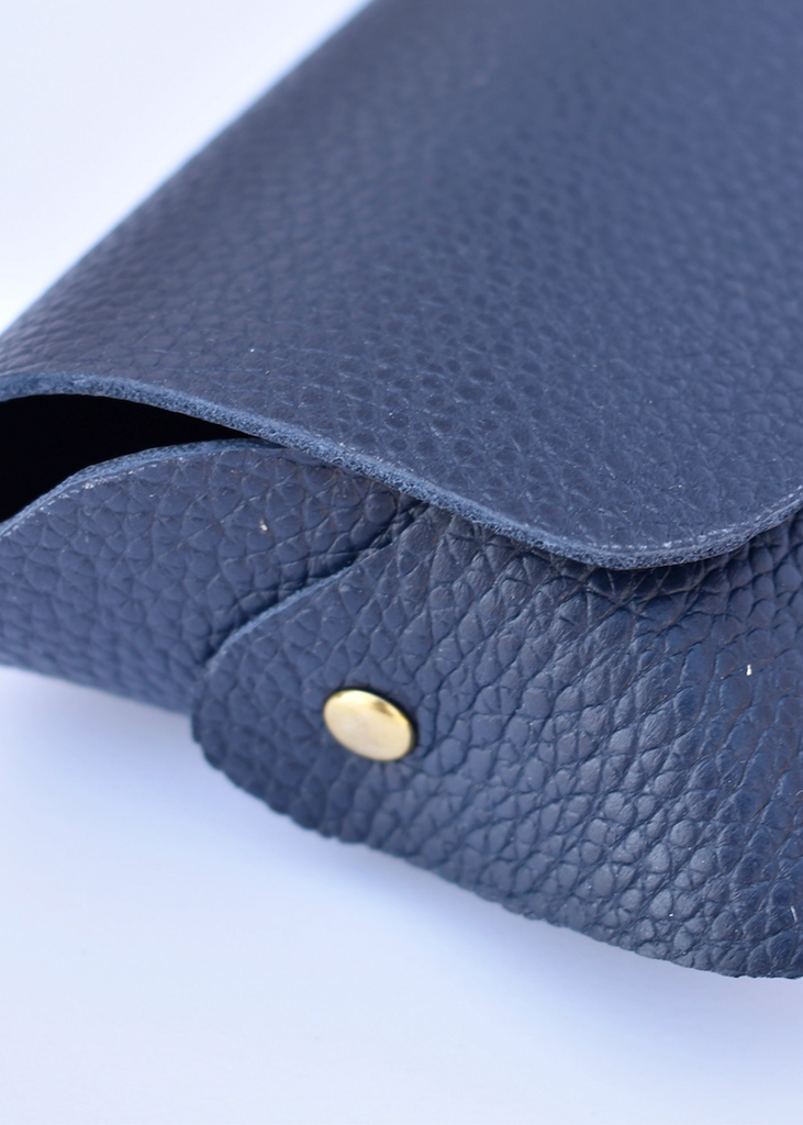 Celina Mancurti | Leather Eyeglasses Case | Navy