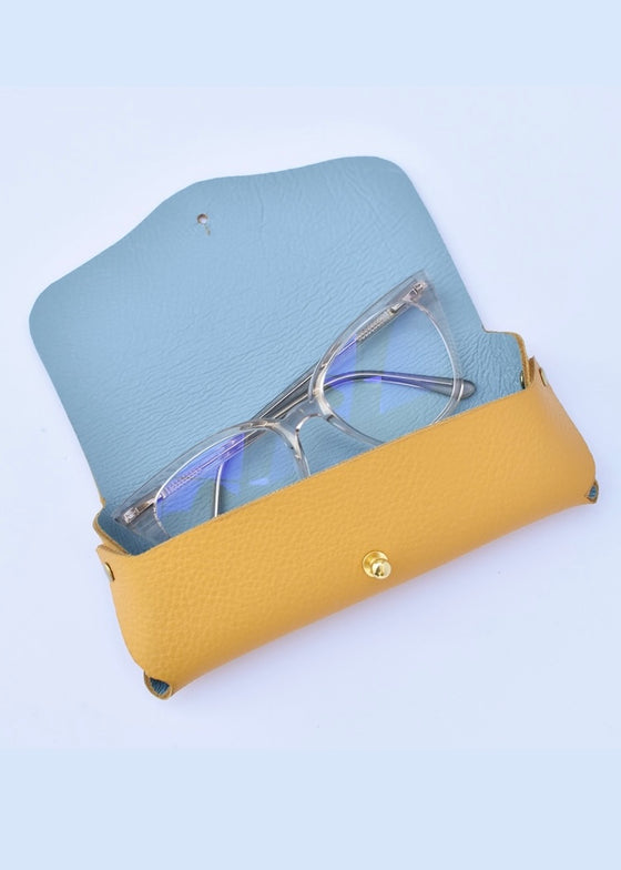 Celina Mancurti | Leather Eyeglasses Case | Yellow