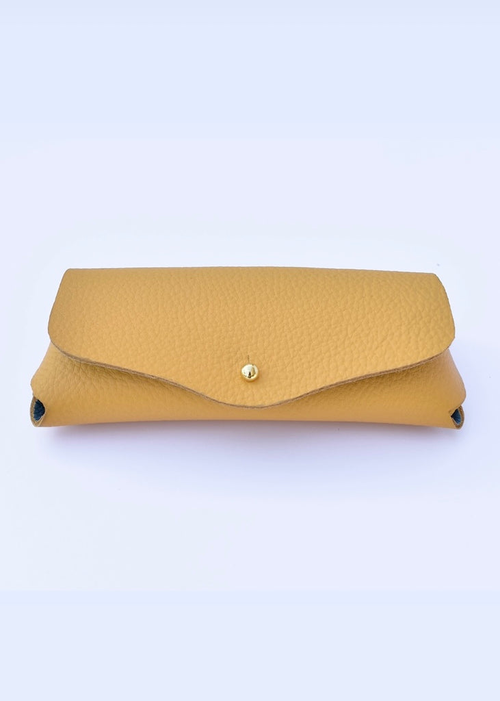 Celina Mancurti | Leather Eyeglasses Case | Yellow