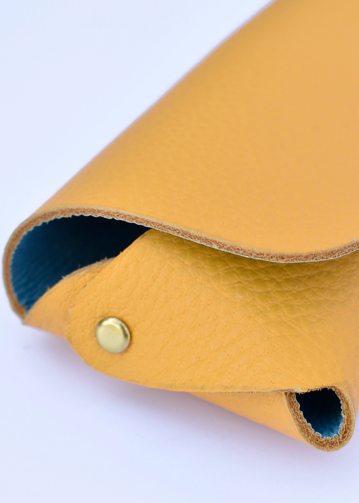 Celina Mancurti | Leather Eyeglasses Case | Yellow