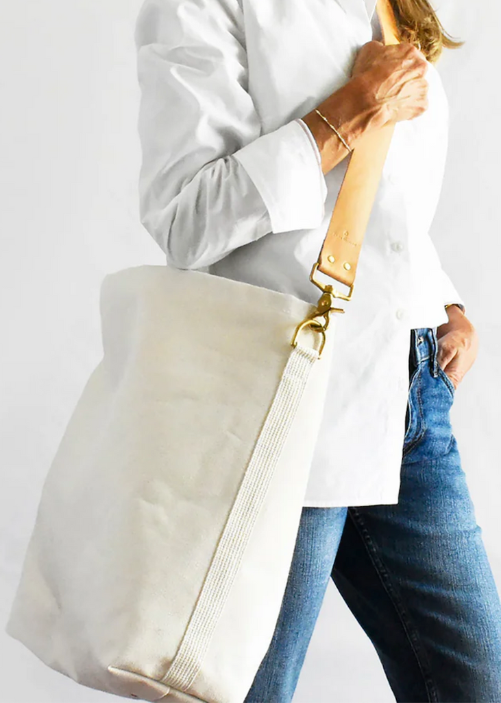 Celina Mancurti | Tote Bag with Leather Strap | Tan