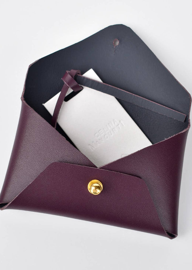 Celina Mancurti | Leather Card Holder | Cherry & Navy Inside