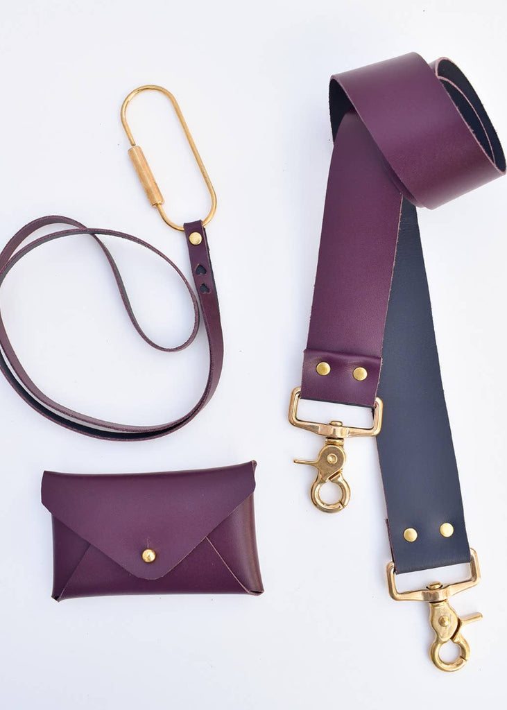 Celina Mancurti | Leather Card Holder | Cherry & Navy Inside