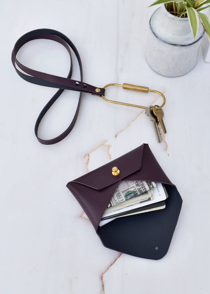 Celina Mancurti | Leather Card Holder | Cherry & Navy Inside