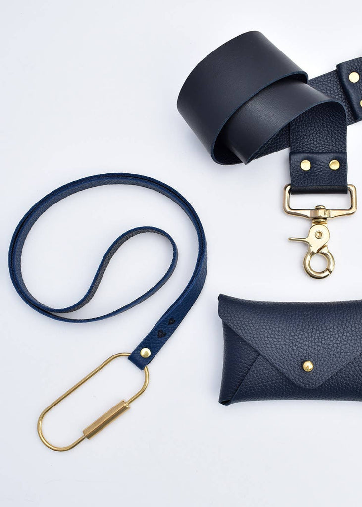 Celina Mancurti | Leather Keychain Navy/Black