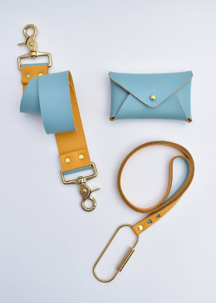 Celina Mancurti | Leather Keychain Yellow/Cian