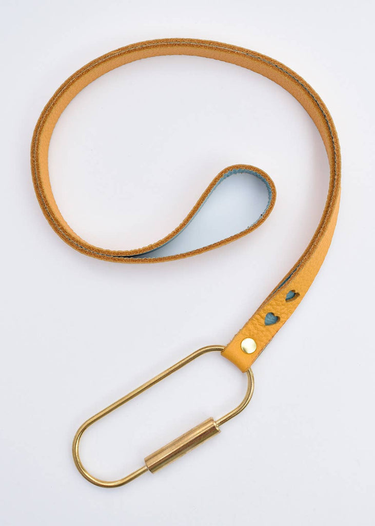 Celina Mancurti | Leather Keychain Yellow/Cian
