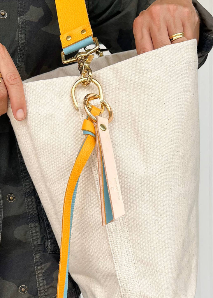 Celina Mancurti | Mini Tote Bag with Leather Strap | Mustard & Turquoise