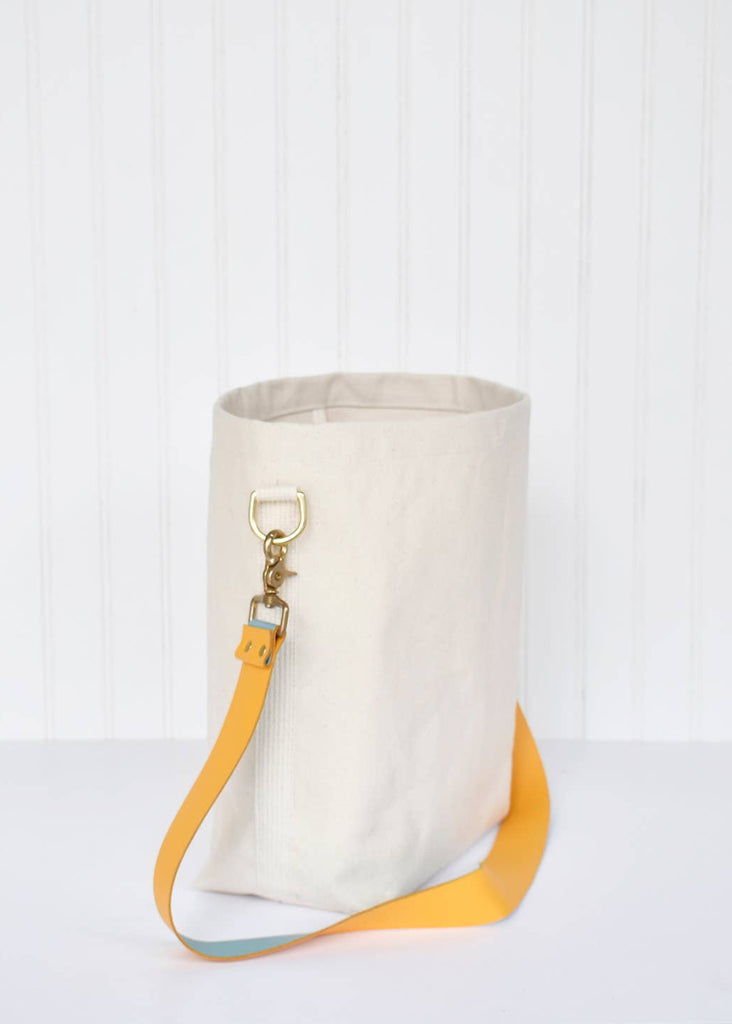 Celina Mancurti | Mini Tote Bag with Leather Strap | Mustard & Turquoise