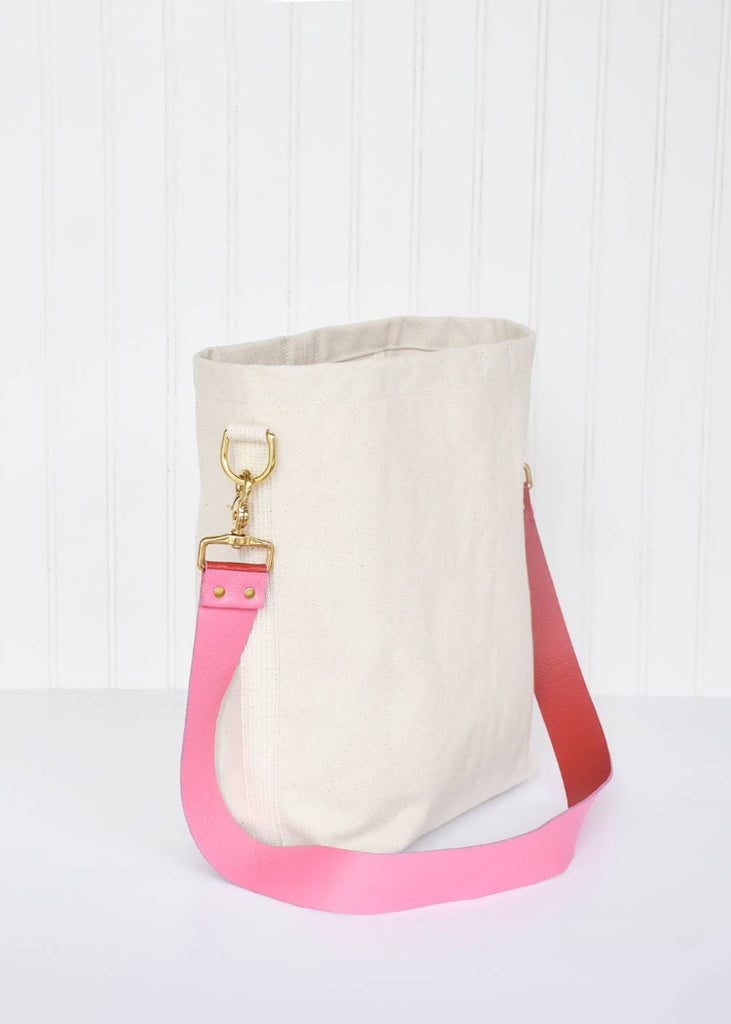 Celina Mancurti | Mini Tote with Leather Strap | Pink & Red