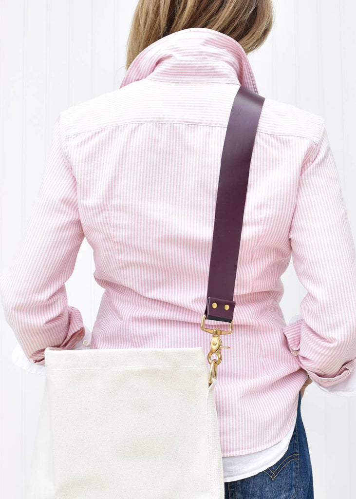 Celina Mancurti | Tote Bag with Leather Strap | Cherry/Navy