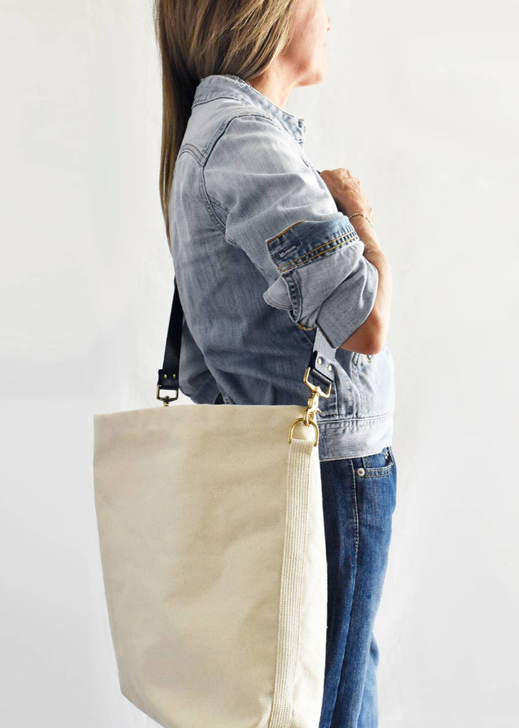 Celina Mancurti | Tote Bag with Leather Strap | Navy/Black