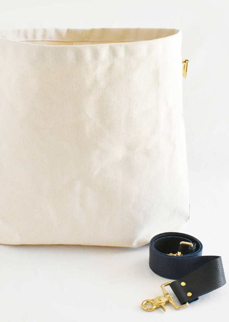 Celina Mancurti | Tote Bag with Leather Strap | Navy/Black