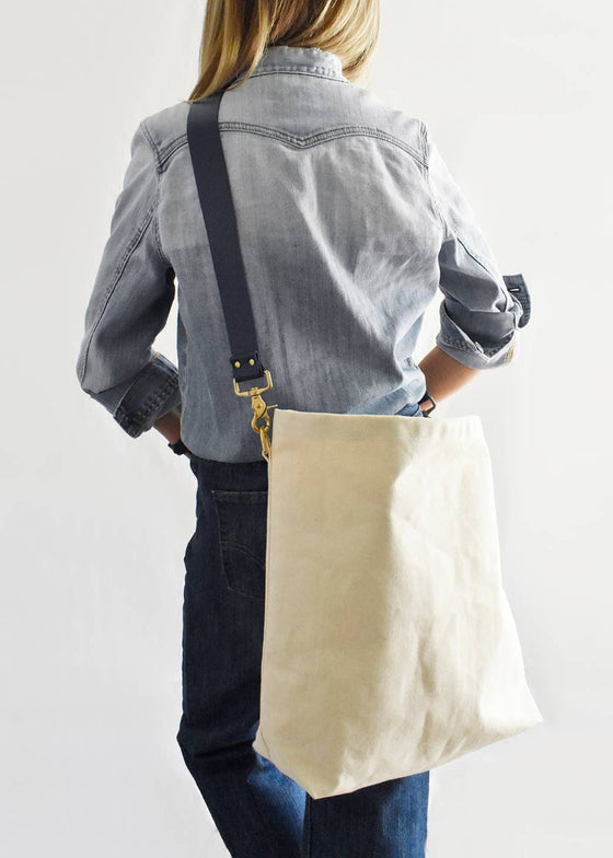 Celina Mancurti | Tote Bag with Leather Strap | Navy/Black