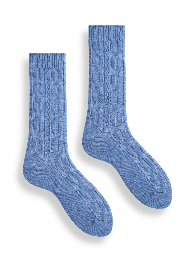 Cable Wool Cashmere Crew Sock