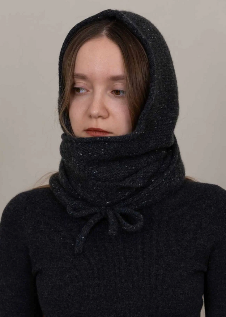 Oats + Rice | Eden Cashmere Hooded Scarf | Charcoal