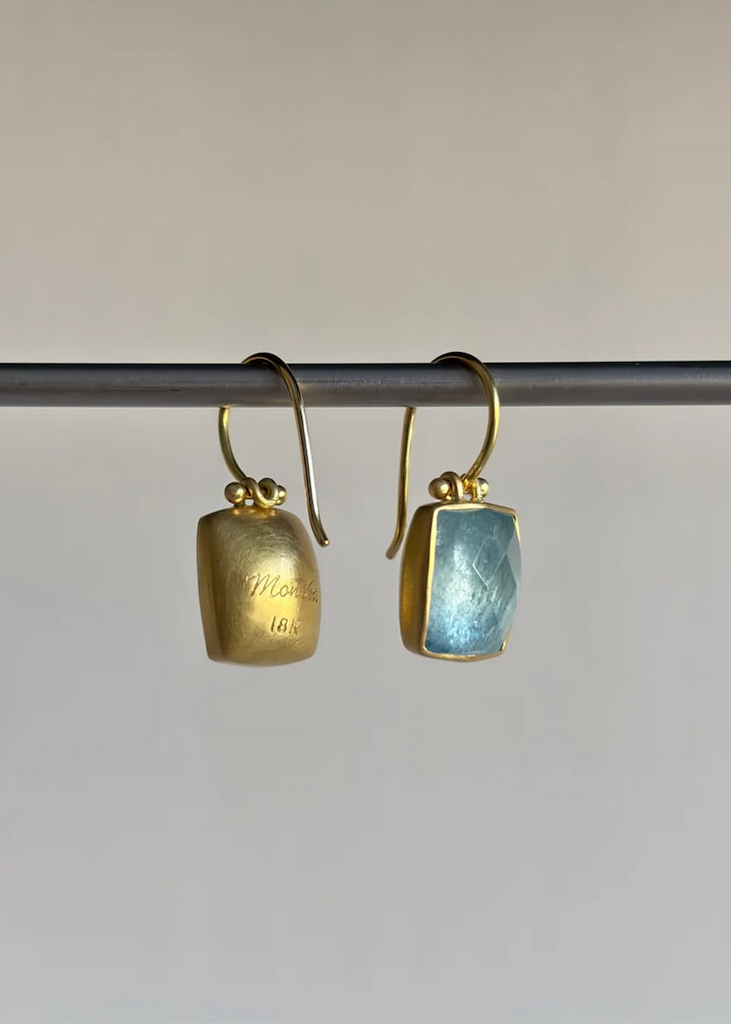 Monika Krol | Checker Cut Brazilian Aquamarine Earrings