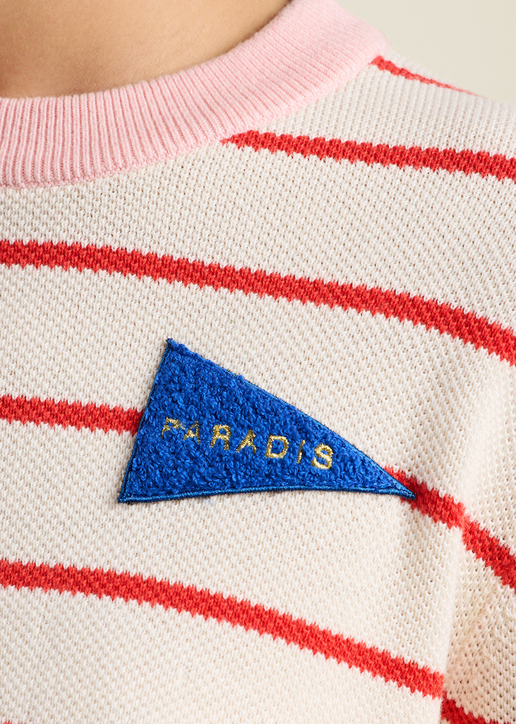 Trovata | Cleo Sweater in Antique White w/ Red