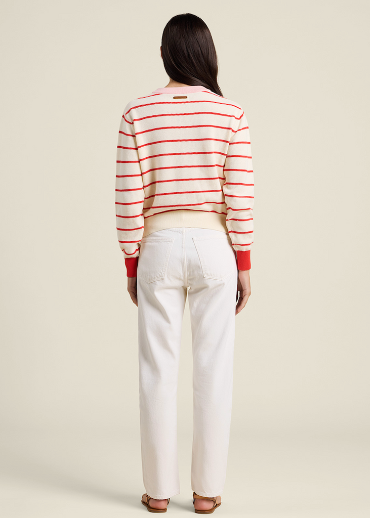 Trovata | Cleo Sweater in Antique White w/ Red