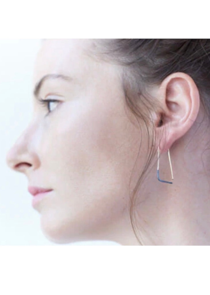 Colleen Mauer Designs | Large Black + Yellow Gold Pull-Through Earring