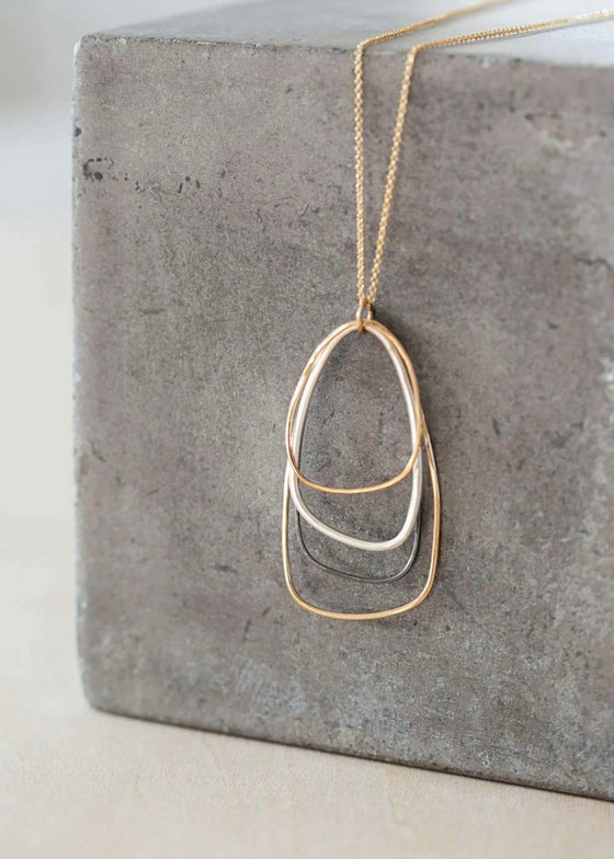 Colleen Mauer Designs | Long Tri-Toned Multi Triangle Necklace