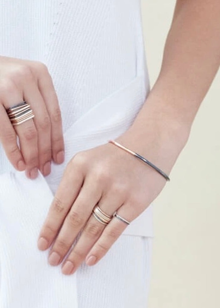 Colleen Mauer Designs | Thick Black + Yellow Gold Square Bangle