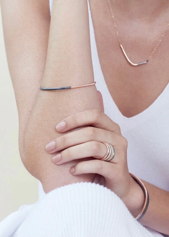 Colleen Mauer Designs | Thick Black + Yellow Gold Square Bangle