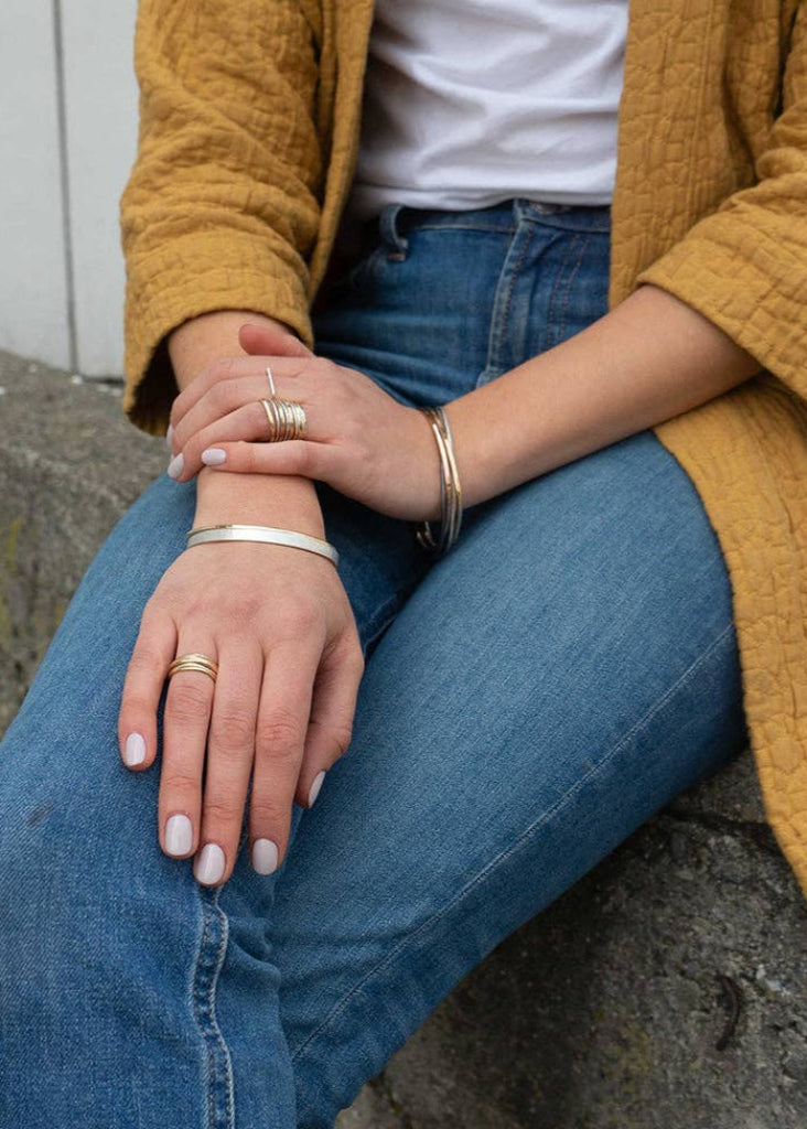 Colleen Mauer Designs | Thick Gibbous Cuff Bracelet Silver