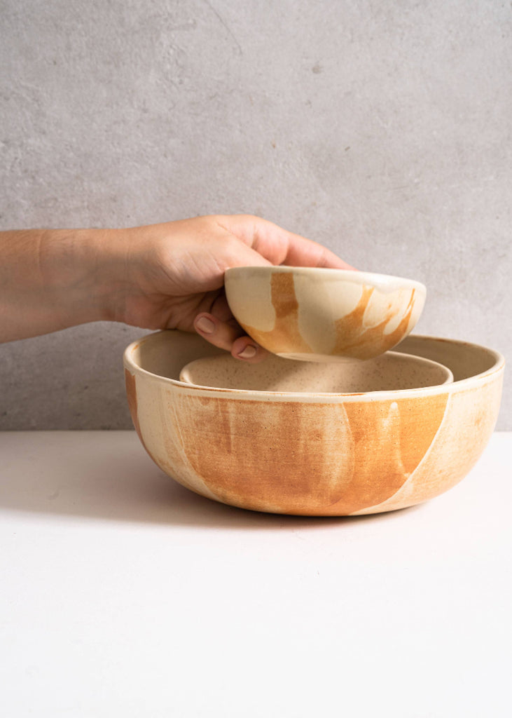 Creating Comfort Lab | Caramel Stoneware Nesting Bowl Set
