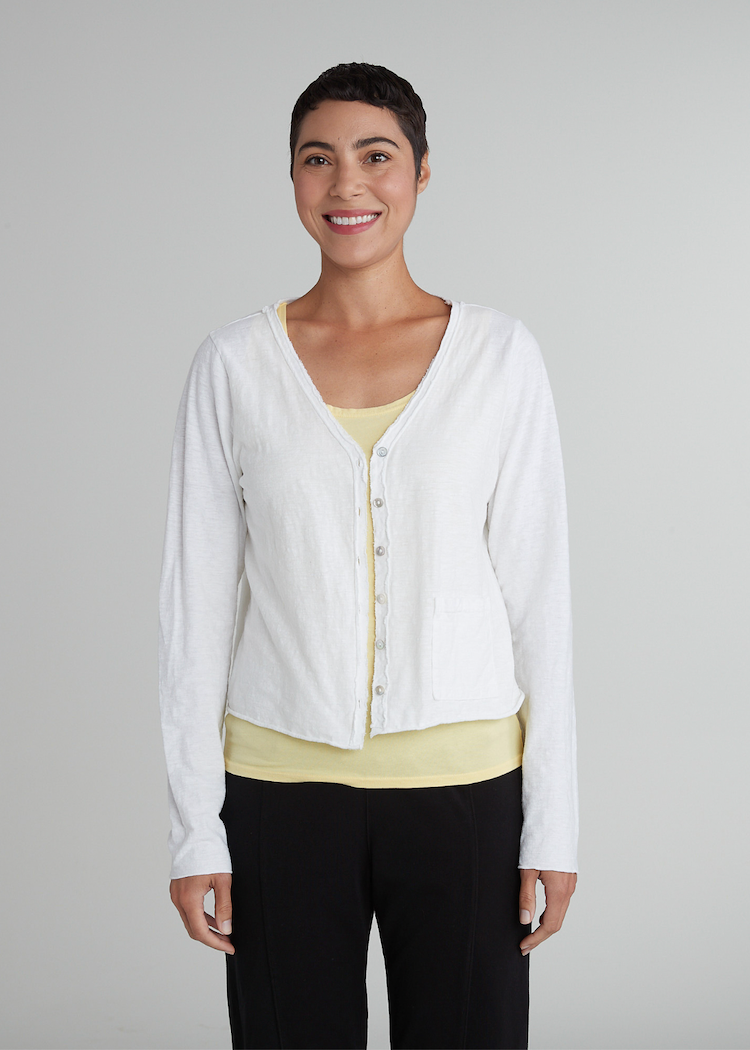 Cut Loose Crop Pocket Cardigan White The Phoenix - Main Image